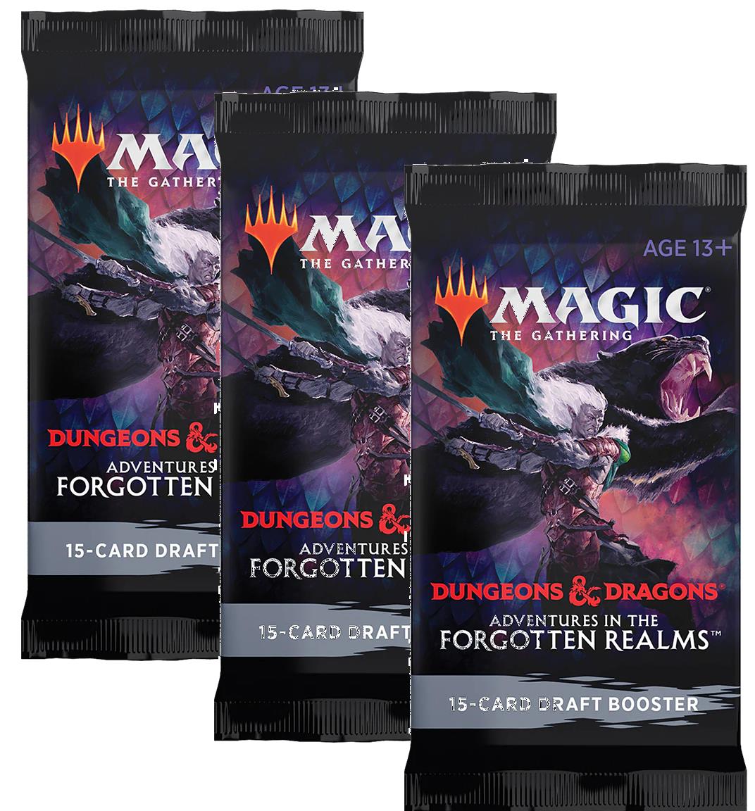 3 x DRAFT Booster Pack ~ Adventures in the Forgotten Realms ~ Magic MTG SEALED