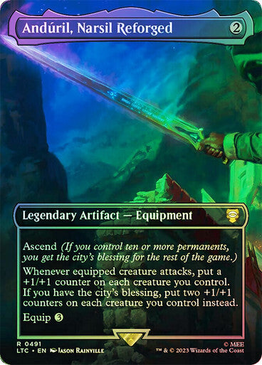 FOIL BORDERLESS Anduril, Narsil Reforged ~ Commander: The Lord of the Rings