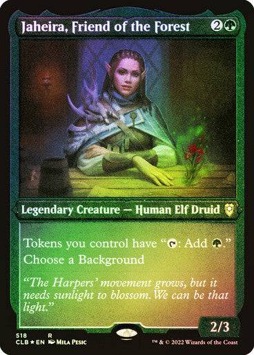 FOIL ETCHED Jaheira, Friend of the Forest ~ Commander Legends 2
