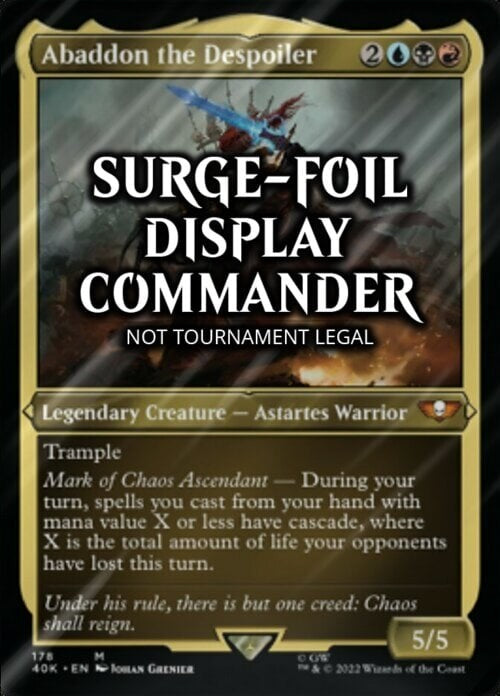 FOIL SURGE DISPLAY THICK Abaddon the Despoiler ~ NOT Tournament Legal ~ MTG