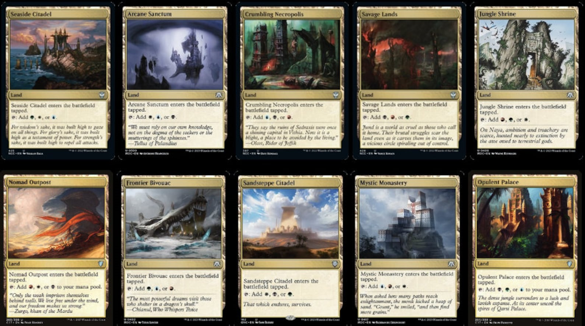 10 x TRI-LANDS ( Mixed Editions, Full Set = 1 of each ) [ EX ] [ Magic MTG ]