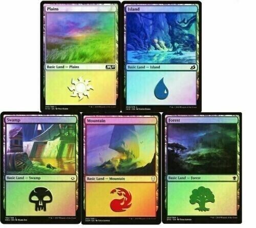 FOIL 100 x Basic Lands (20 of each Colour) [ EX ] [ Magic the Gathering MTG ] - London Magic Traders Ltd