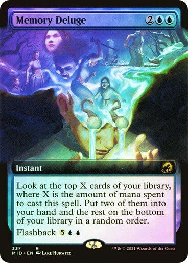 FOIL BORDERLESS Memory Deluge ~ Midnight Hunt [ NearMint ] [ Magic MTG ] - London Magic Traders Ltd