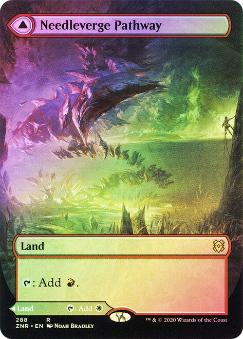FOIL BORDERLESS Needleverge Pathway / Pillarverge ~ Zendikar Rising [ NM ]