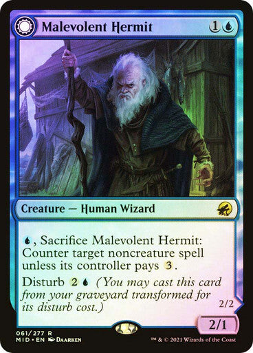 FOIL Malevolent Hermit  Benevolent Geist ~ Midnight Hunt [ NM ] [ Magic MTG ]