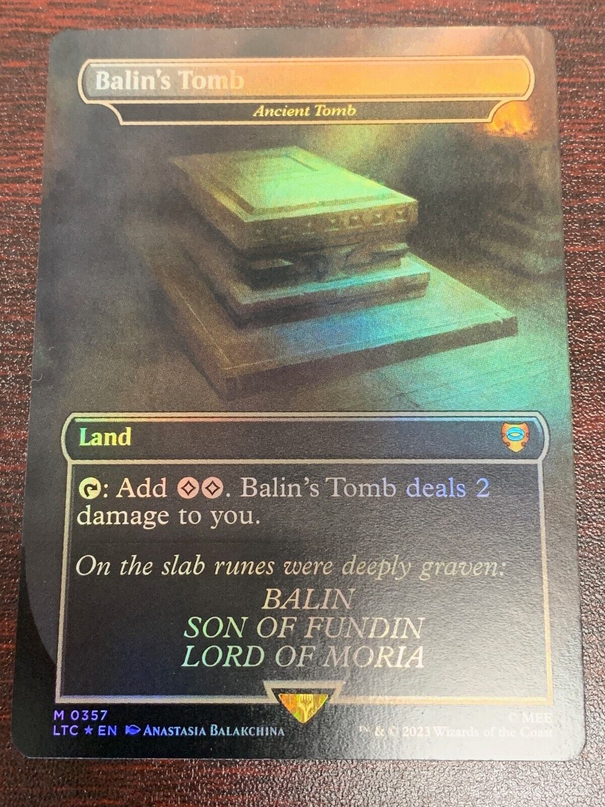 FOIL BORDERLESS Balin's Tomb (Ancient Tomb) ~ Commander: The Lord of the Rings