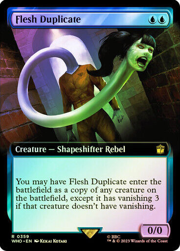 FOIL BORDERLESS Flesh Duplicate ~ Commander: Doctor Who [ EX ] [ Magic MTG ]