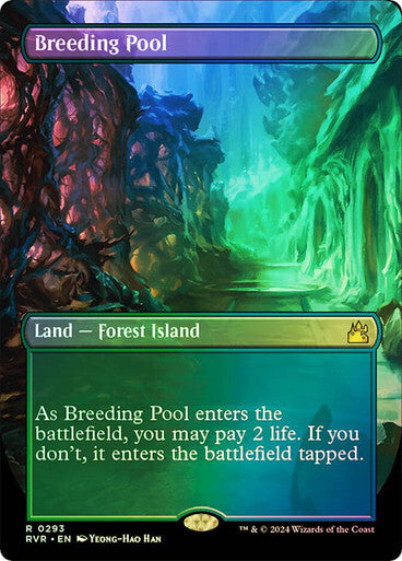 FOIL BORDERLESS Breeding Pool ~ Ravnica Remastered [ NM ] [ Magic MTG ]