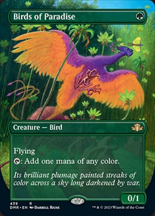 BORDERLESS Birds of Paradise ~ Dominaria Remastered [ NearMint ] [ Magic MTG ]