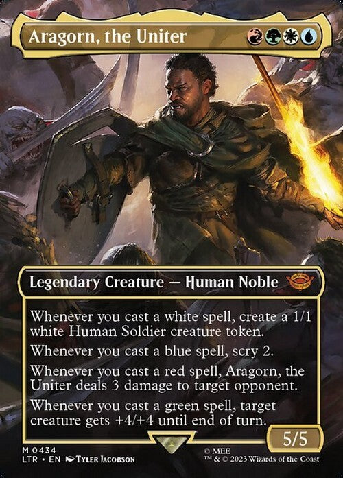 BORDERLESS Aragorn, the Uniter ~ The Lord of the Rings [ NM ] [ Magic MTG ]