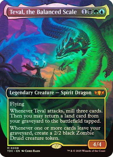 FOIL BORDERLESS Teval, the Balanced Scale ~ Commander: Tarkir: Dragonstorm