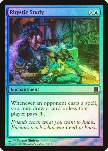FOIL Rhystic Study ~ Commander's Arsenal [ Excellent+ ] [ Magic MTG ]