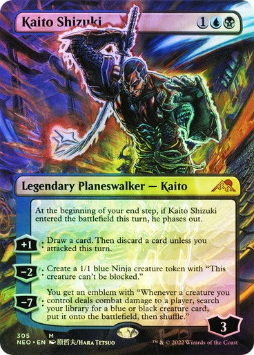 FOIL BORDERLESS Kaito Shizuki ~ Kamigawa: Neon Dynasty [ EX ] [ Magic MTG ]