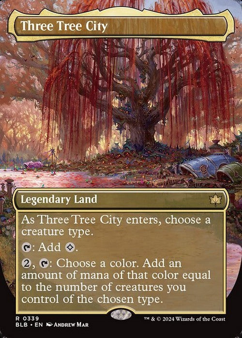 BORDERLESS Three Tree City #339 ~ Bloomburrow [ NearMint ] [ Magic MTG ]