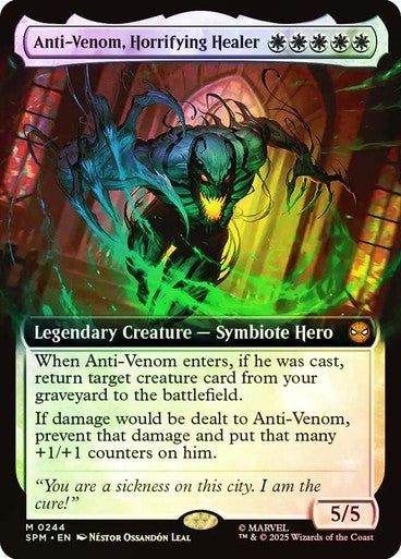 FOIL BORDERLESS Anti-Venom, Horrifying Healer ~ Spider-Man [ NM ] [ Magic MTG ]