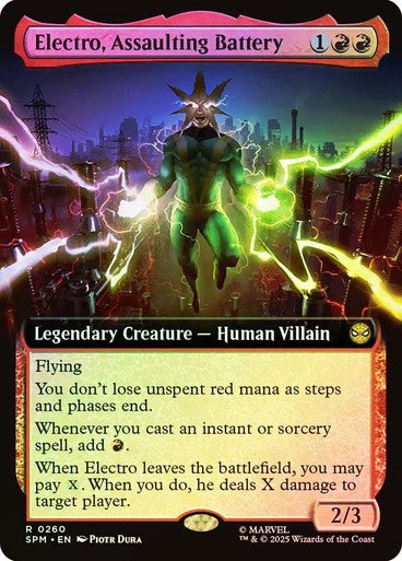 FOIL BORDERLESS Electro, Assaulting Battery ~ Spider-Man [ NM ] [ Magic MTG ]