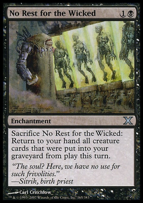 No Rest for the Wicked ~ Tenth Edition [ Excellent ] [ Magic MTG ]