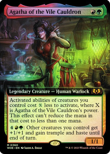 FOIL BORDERLESS Agatha of the Vile Cauldron ~ Wilds of Eldraine [ NM ] [ MTG ] - London Magic Traders Ltd