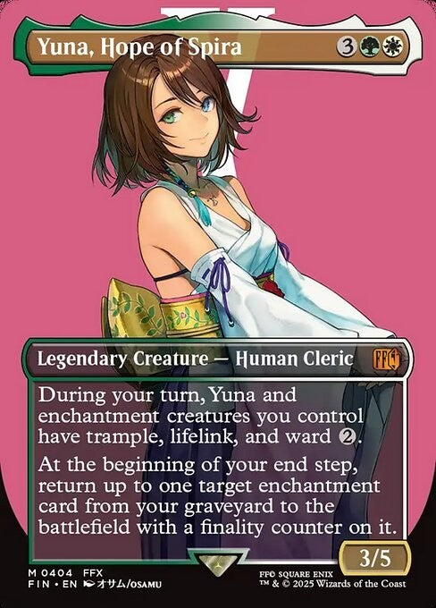 ALTERNATE BORDERLESS Yuna, Hope of Spira ~ Final Fantasy [ NM ] [ Magic MTG ]