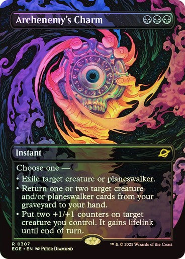 FOIL BORDERLESS Archenemy's Charm ~ Edge of Eternities [ NM ] [ Magic MTG ]