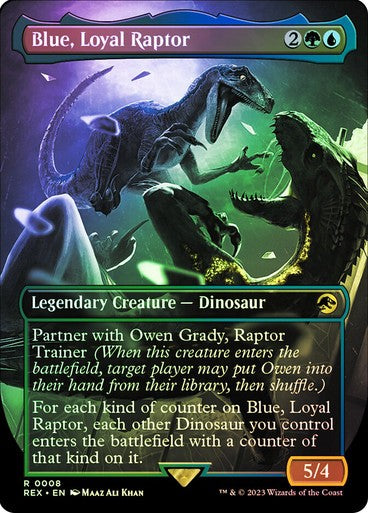 FOIL Blue, Loyal Raptor ~ Universes Beyond: Jurassic World [ NM ] [ Magic MTG ]