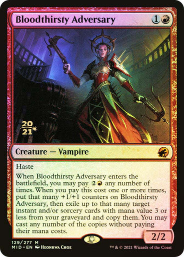 FOIL Bloodthirsty Adversary ~ Prerelease Midnight Hunt [ NM ] [ Magic MTG ]