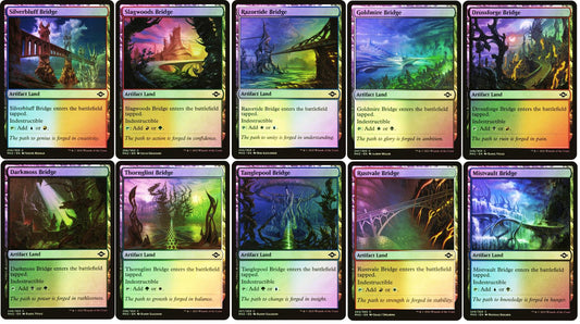 10 x FOIL Artifact BRIDGE Lands ( Full Set = 1 of each ) [ NM ] [ Magic MTG ]
