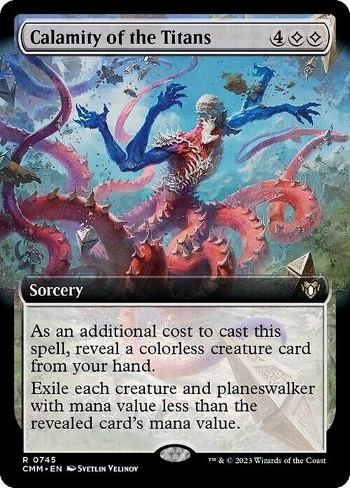 BORDERLESS Calamity of the Titans ~ Commander Masters [ NM ] [ Magic MTG ]