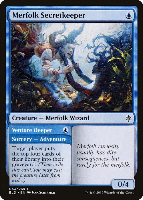 Merfolk Secretkeeper // Venture Deeper ~ Throne of Eldraine [ NearMint ] [ MTG ]