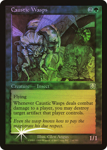 FOIL Caustic Wasps ~ Mercadian Masques [ Excellent ] [ Magic MTG ]