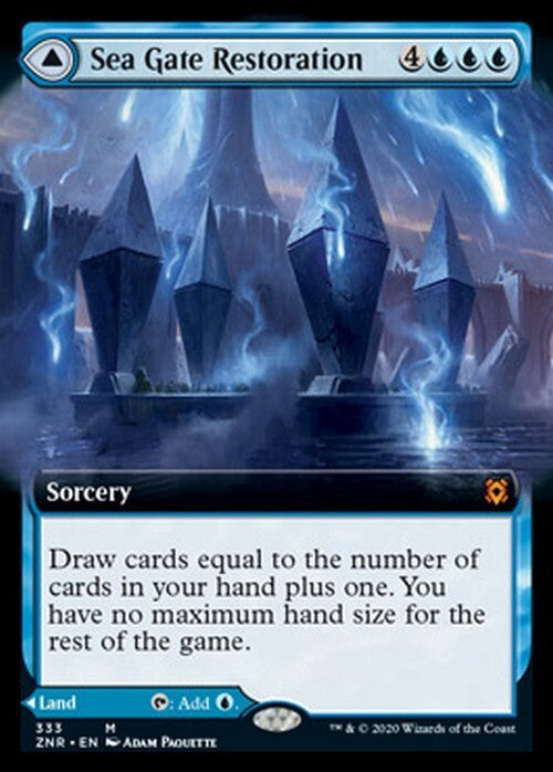 BORDERLESS Sea Gate Restoration ~ Zendikar Rising [ NM ] [ Magic MTG ] - London Magic Traders Ltd