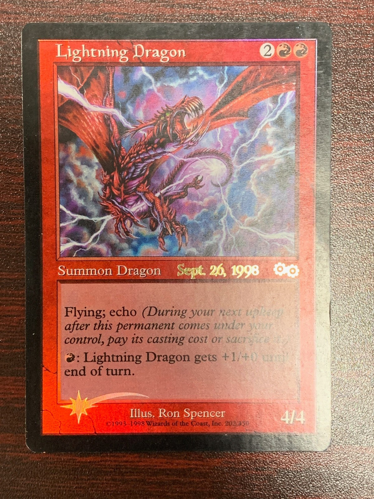 FOIL Lightning Dragon ~ Prerelease Urza's Saga [ Excellent ] [ Magic MTG ] - London Magic Traders Ltd