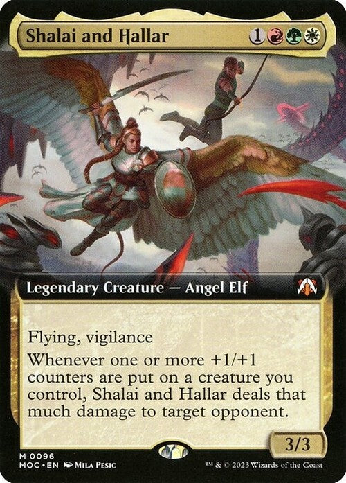 BORDERLESS Shalai and Hallar ~ Commander: March of the Machine [ NM ] [ MTG ]