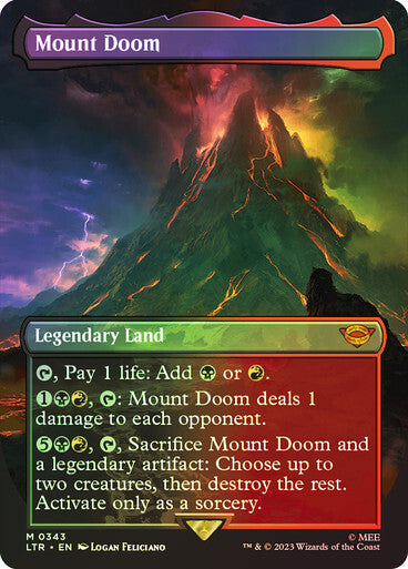 FOIL BORDERLESS Mount Doom ~ The Lord of the Rings [ NM ] [ Magic MTG ]