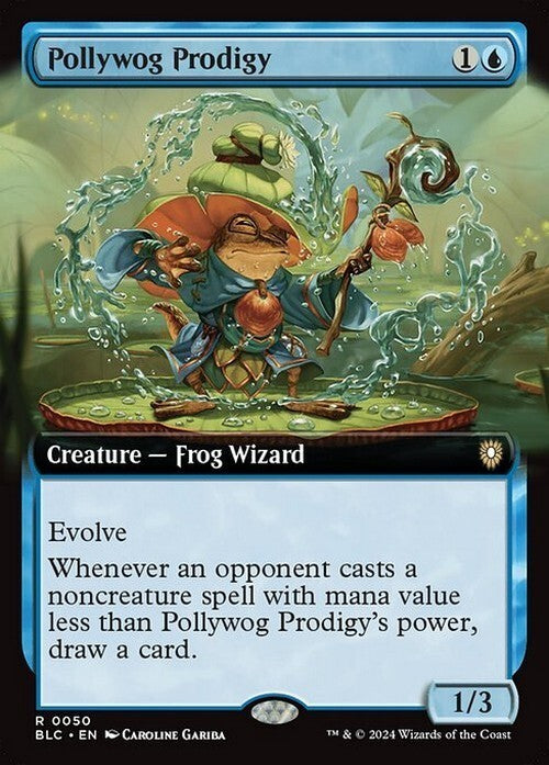 BORDERLESS Pollywog Prodigy ~ Commander: Bloomburrow [ NM ] [ Magic MTG ]