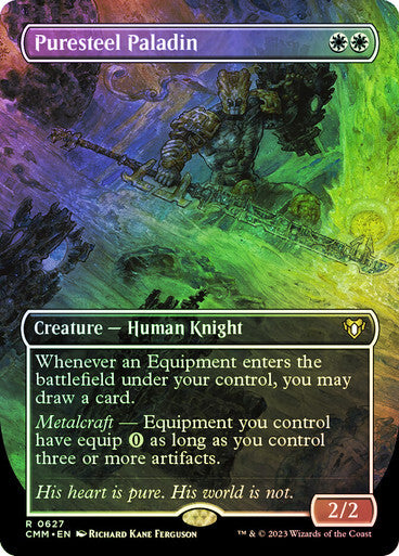 FOIL BORDERLESS Puresteel Paladin ~ Commander Masters [ NM ] [ Magic MTG ]