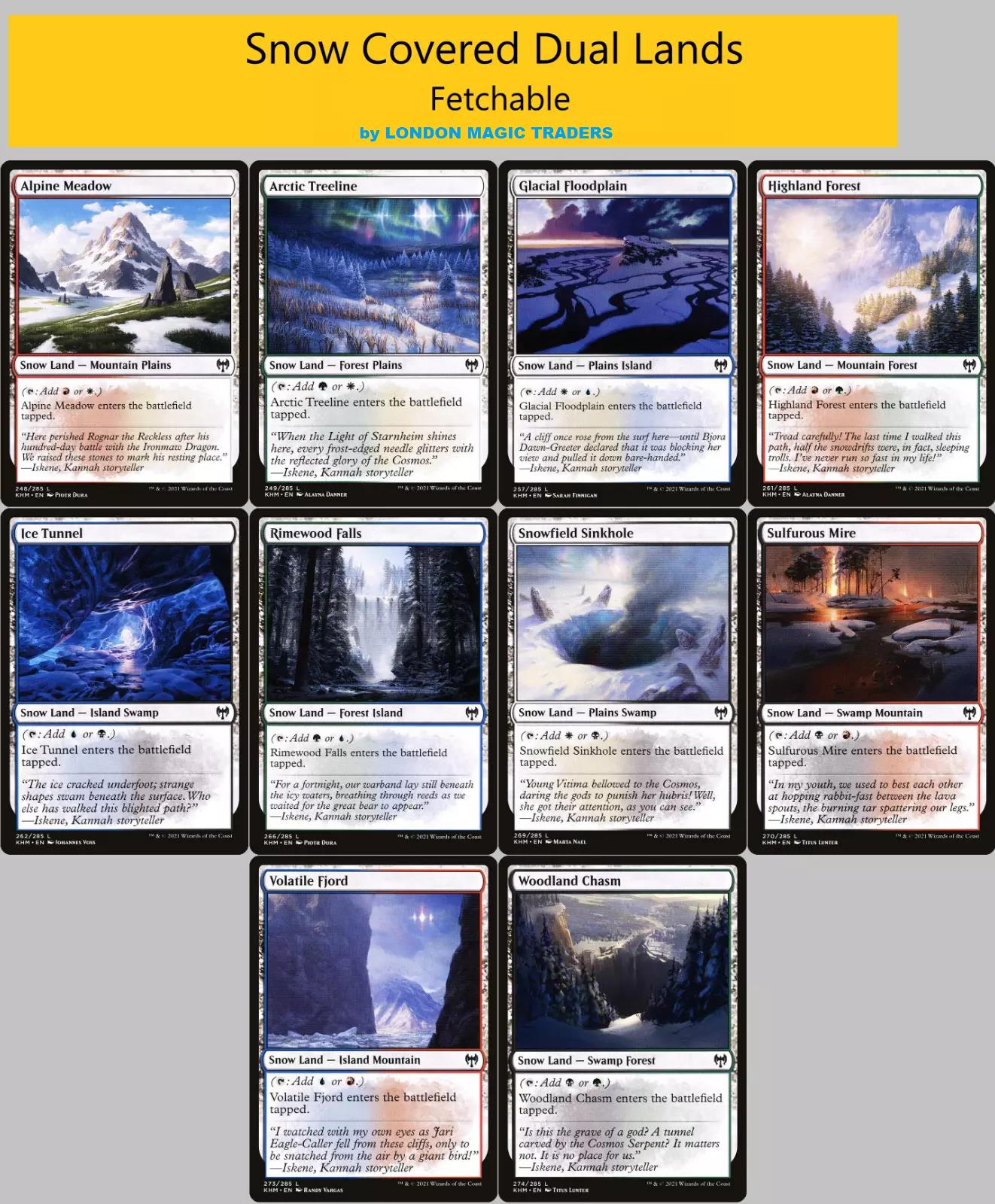 10 x SNOW-COVERED Dual Lands ( Full Set = 1 of each ) ~ Kaldheim [ NM ] [ MTG ]