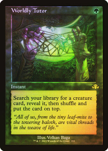 FOIL SHOWCASE Worldly Tutor ~ Dominaria Remastered [ NearMint ] [ Magic MTG ]