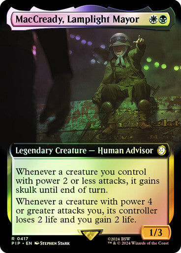 FOIL SURGE BORDERLESS MacCready, Lamplight Mayor ~ Commander: Fallout [ NM ]