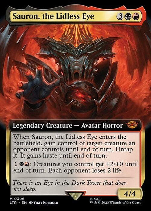 BORDERLESS Sauron, the Lidless Eye ~ The Lord of the Rings [ NM ] [ Magic MTG ]
