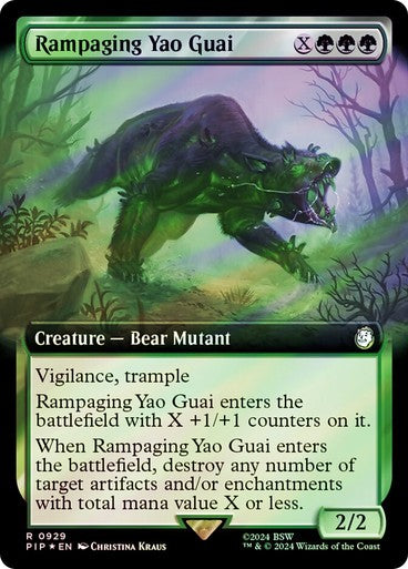 FOIL SURGE BORDERLESS Rampaging Yao Guai ~ Commander: Fallout [ NM ] [ MTG ]