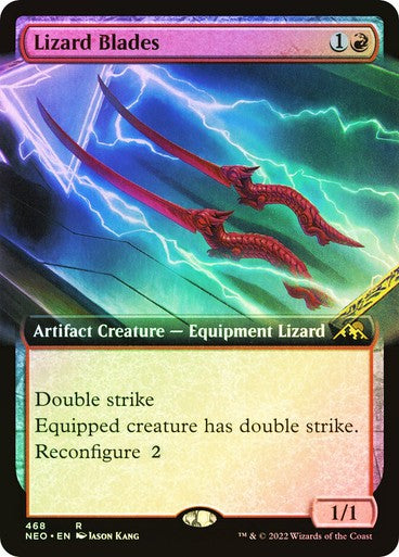 FOIL BORDERLESS Lizard Blades ~ Kamigawa: Neon Dynasty [ NM ] [ Magic MTG ]