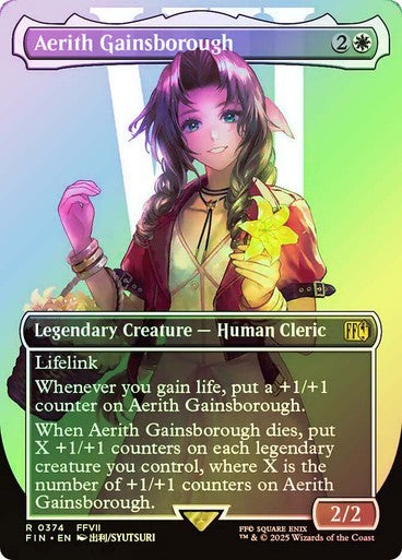 FOIL BORDERLESS Aerith Gainsborough ~ Final Fantasy [ NM ] [ Magic MTG ]
