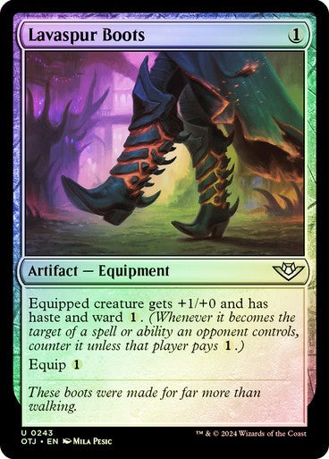 FOIL Lavaspur Boots ~ Outlaws of Thunder Junction [ NM ] [ Magic MTG ]