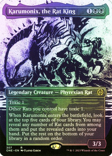 FOIL BORDERLESS Karumonix, the Rat King ~ Phyrexia: All Will Be One [ NM ]
