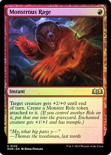 FOIL Monstrous Rage ~ Wilds of Eldraine [ NM ] [ Magic MTG ]