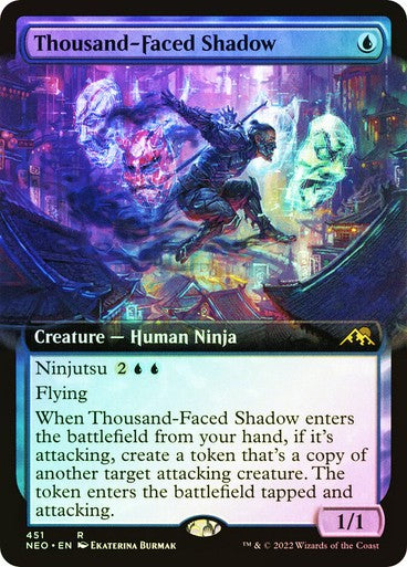 FOIL BORDERLESS Thousand-Faced Shadow ~ Kamigawa: Neon Dynasty [ NM ] [ MTG ]