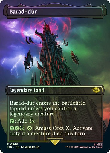 FOIL BORDERLESS Barad-dur #340 ~ The Lord of the Rings [ NM ] [ Magic MTG ]