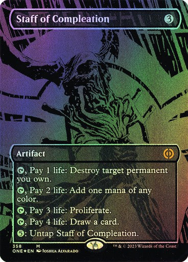 FOIL OIL SLICK Staff of Compleation ~ Phyrexia: All Will Be One [ Magic MTG ]