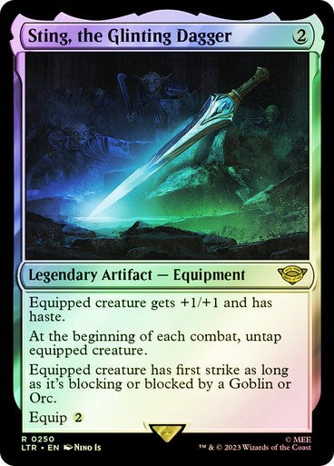 FOIL Sting, the Glinting Dagger ~ The Lord of the Rings [ NM ] [ Magic MTG ]